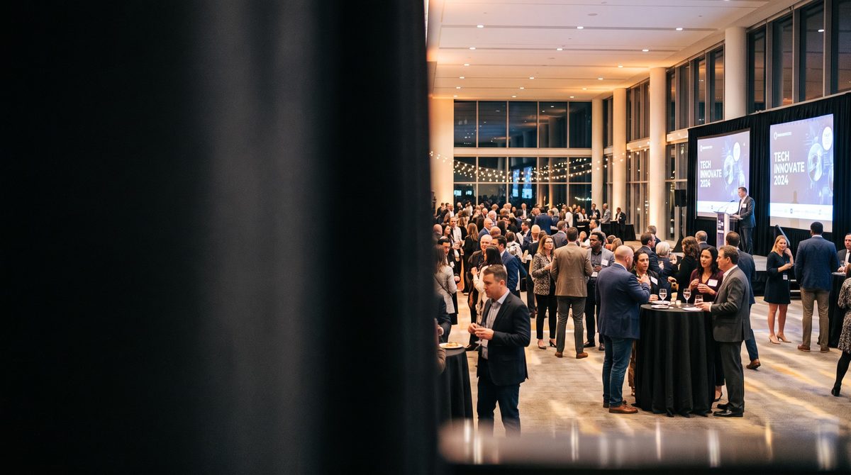 Delegates talking in the foyer of an international congress